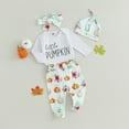 thumbnail image 2 of My First Halloween Outfits Newborn Baby Girl Pumpkin Romper Bodysuit+Long Pants Headband Hat Set Cute Fall Winter Clothes, 2 of 7