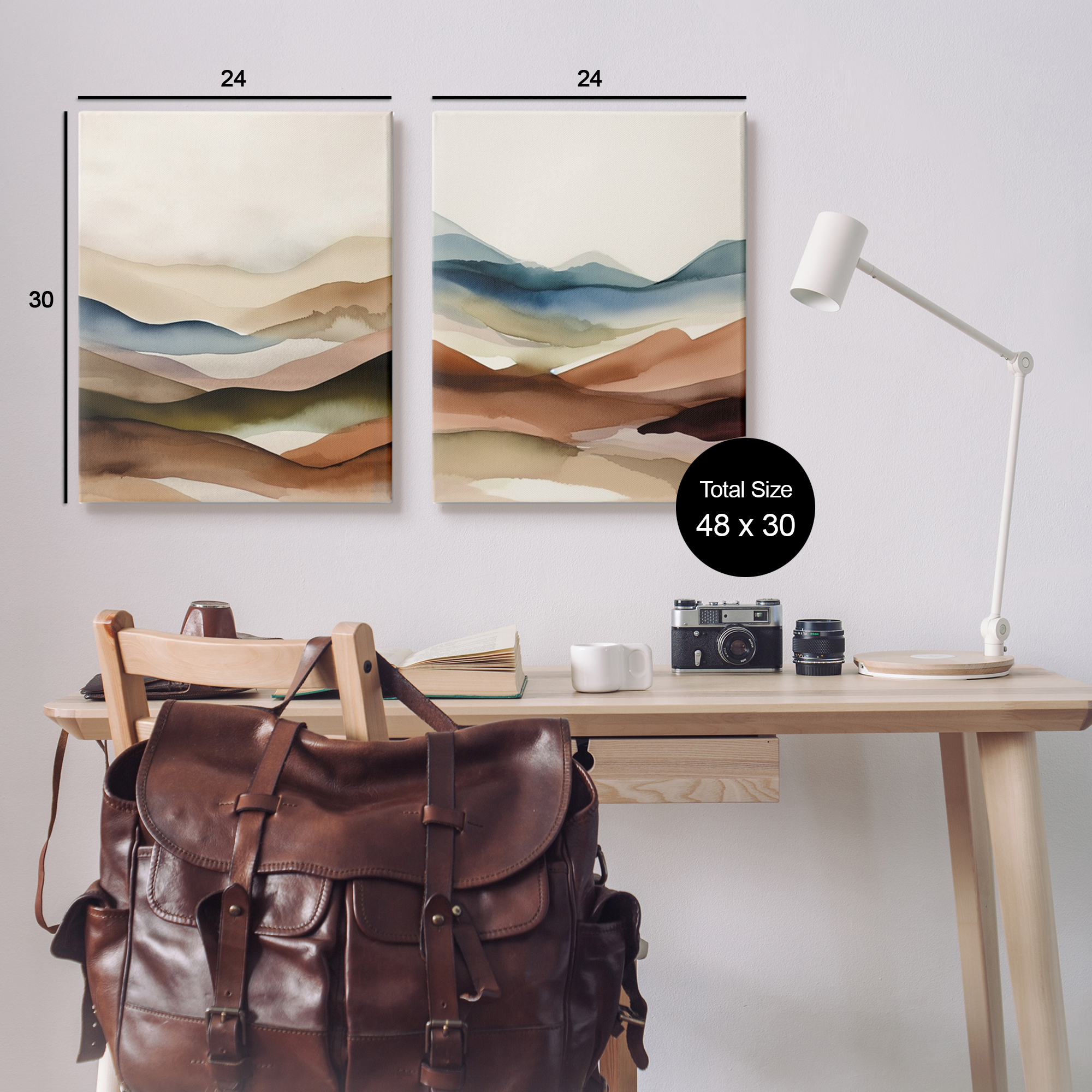 Stupell Industries Abstract Desert Dunes Landscape Painting Gallery Wrapped Canvas Art Print Wall Art, 24 x 30, Set of 2