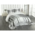 thumbnail image 3 of Ambesonne Forest Quilted Bedspread Set 3 Pcs, Sketch Style Line Art, Queen Size, Black Grey White, 3 of 5