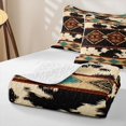 thumbnail image 4 of Homewish Vintage Farm Cow Print Quilt King,Tribal Aztec Rhombus Stripes King Coverlet Set,3pcs, 4 of 7