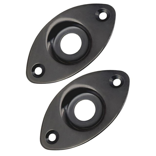 lionlar 2 Pieces Oval Output Input Jack Socket Plate for Electric Guitar Bass Black