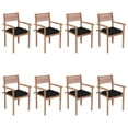 thumbnail image 1 of vidaXL Stackable Garden Chairs with Cushions 8 pcs Solid Teak Wood, 1 of 1