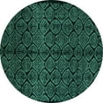 thumbnail image 1 of Ahgly Company Machine Washable Indoor Round Abstract Turquoise Blue Modern Area Rugs, 5' Round, 1 of 4