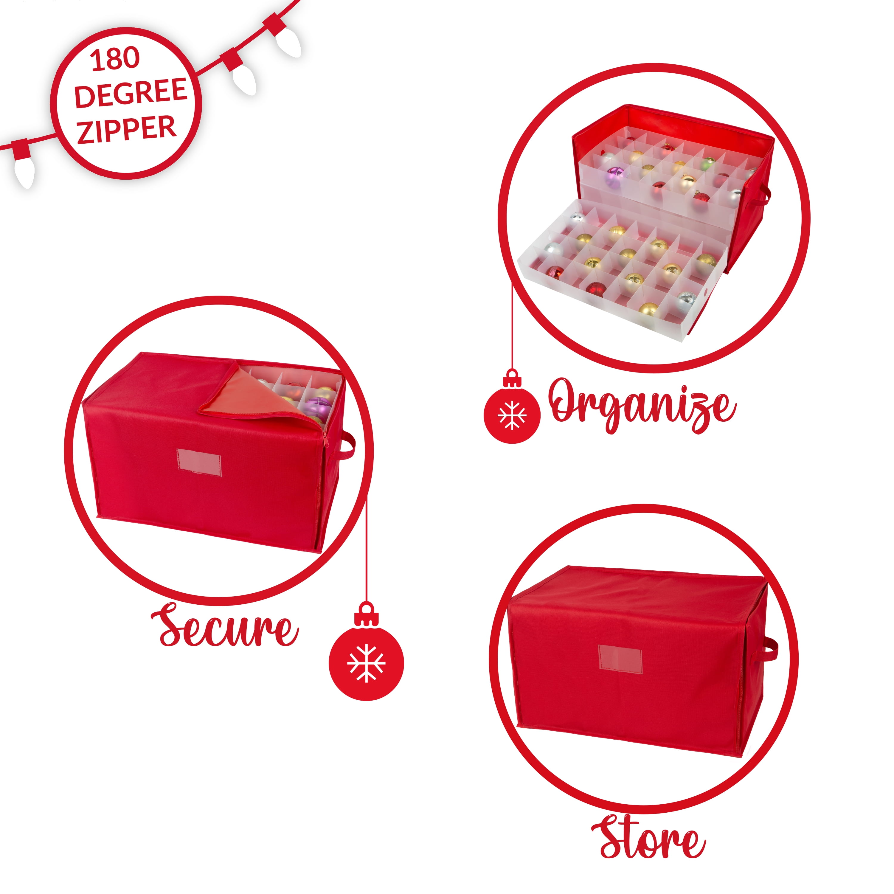Simplify 112-Count Plastic Ornament Organizer, Red - AliExpress