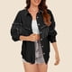 thumbnail image 4 of Chaqueta vaquera de manga larga sin capucha para mujer, chaqueta vaquera informal de moda, abrigo de manga larga con botones, abrigo de camisa para mujer, 4 of 8