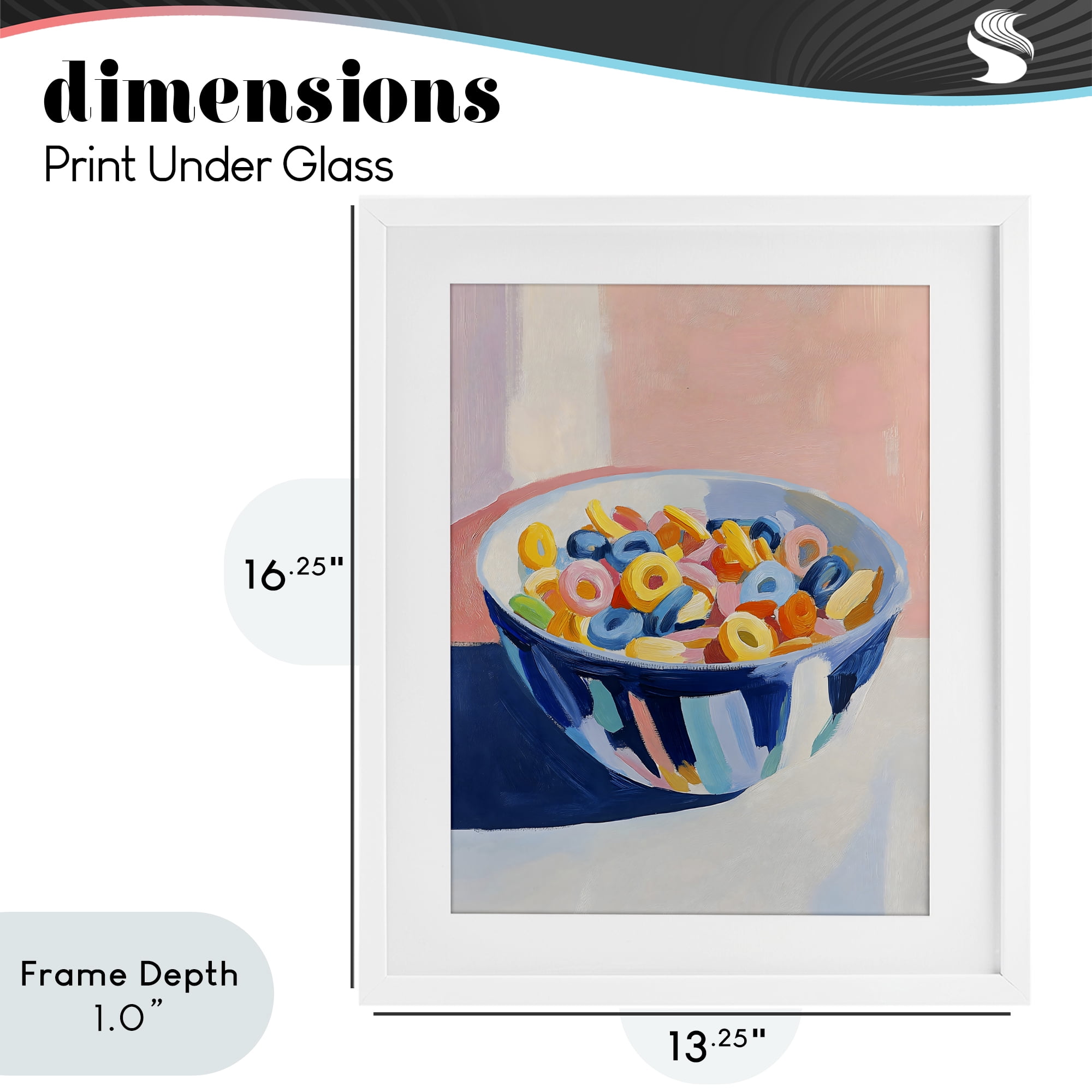 Stupell Industries Colorful Cereal Bowl White Framed Print Under Glass, design by The Prints Vibe