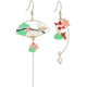 thumbnail image 1 of Pendientes de abanico asimétricos, pendientes de gota sectorial, pendientes colgantes de abanico pequeño, lindos aretes étnicos retro, color verde -, 1 of 5