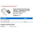 thumbnail image 2 of Engine Crankshaft Position Sensor Connector - Compatible with 1990 - 2004 Buick Regal 3.8L V6 1991 1992 1993 1994 1995 1996 1997 1998 1999 2000 2001 2002 2003, 2 of 2