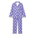 thumbnail image 6 of Blmnix Womens Sleepwear Button Up Pajamas Sleepwear Sets Bamboo Pajamas Pjs Sets Collared Straight-Leg Purple Long Sleeve Full Soft Pajama Set for Women,L, 6 of 7