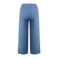 thumbnail image 6 of Bloomae Plus Size Linen Pants Women Summer Wide Leg Pants Lightweight Drawstring Elastic Waist Pants High Waisted Cotton Lounge Pants Casual Beach Trousers with Pockets A-Blue XXL, 6 of 9