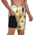 thumbnail image 2 of Yiaed Sunflowers Print Mens Swim Trunks Bathing Suit Compression Liner Beach Swim Shorts Swimwear Quick Dry Zipper Pocket No-Chafing Board Short-Medium, 2 of 6