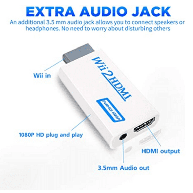 SEENDA Wii to HDMI Converter 1080P Wii HDMI Adapter with 3,5mm Audio  Jack&HDMI Output Compatible with Wii U, HDTV, 