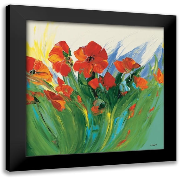 Vadon, Veronique 12x12 Black Modern Framed Museum Art Print Titled - Coquelicots