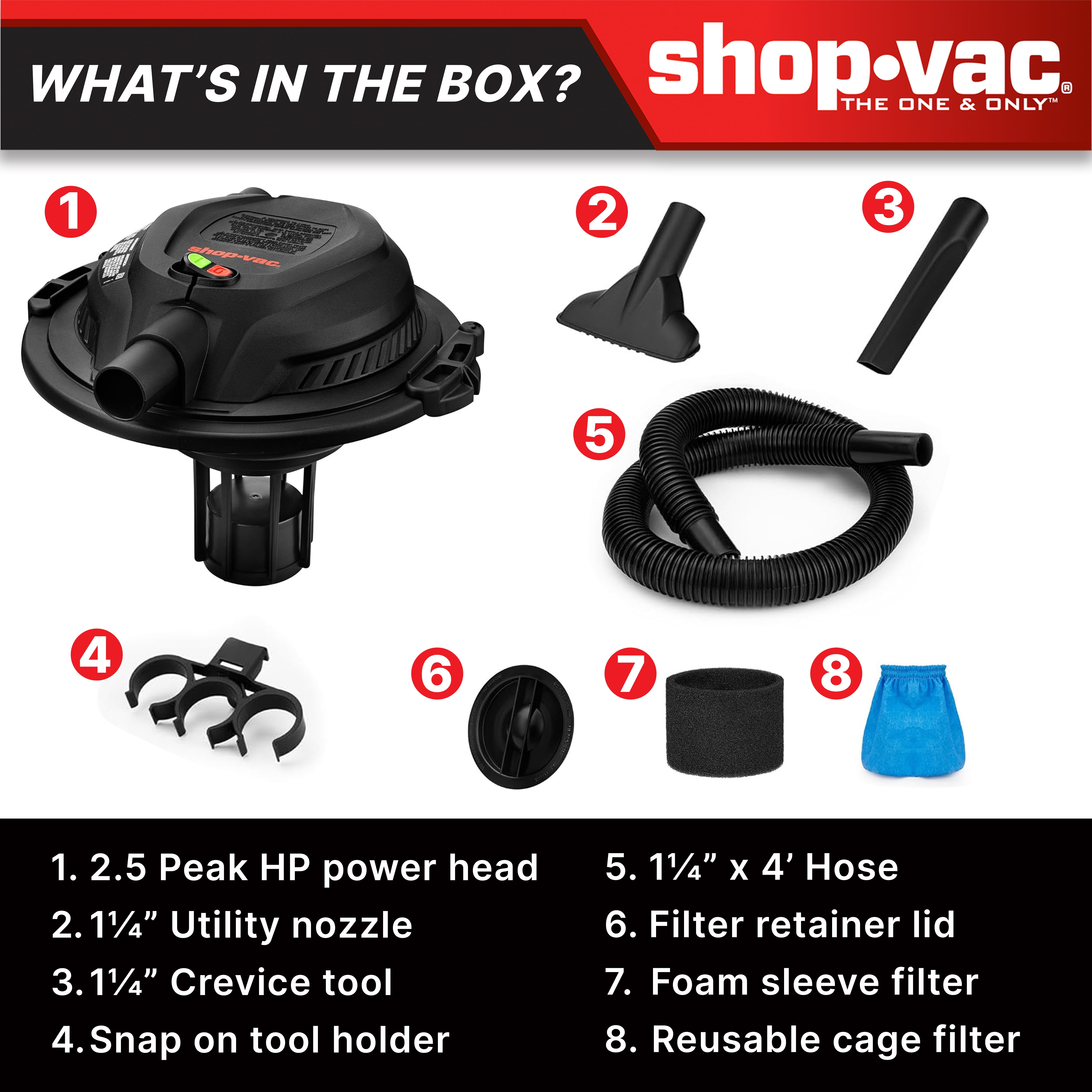 Shop-Vac 2.5HP Bucket Head Wet Dry Vac