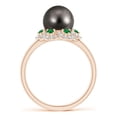 thumbnail image 2 of ANGARA Tahitian Cultured Pearl Floral Ring with Emeralds in 14K Rose Gold for Women | June Birthstone, Birthday, Anniversary, Jewelry Gift for Women | Pearl Ring, 2 of 9