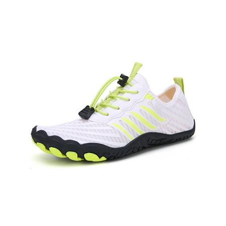 

SIMANLAN Womens Mens Beach Shoe Surf Barefoot Quick Dry Water Shoes Swim Casual Flats Exercise Slip On Aqua Socks White Style D 11.5