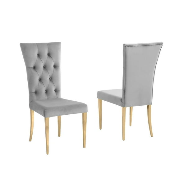 Terracotta Gray Velvet Dining Chairs in Gold (Set of 2)