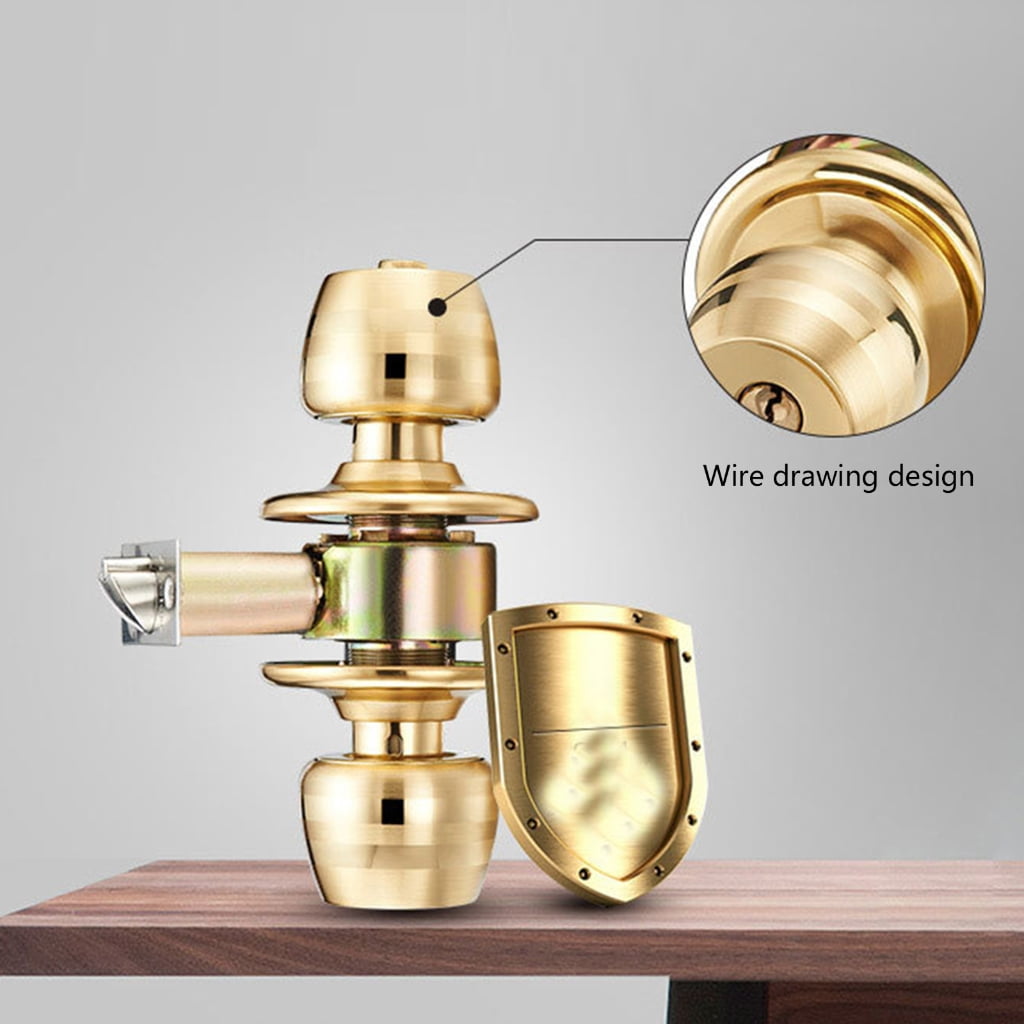 Interior Exterior Keyed Entry Door Knob Shape with Adjustable Latches & polishes Brass Finish Front Entrance Lock