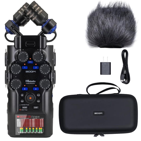 Zoom H6studio 8-Track 32-Bit Float Handy Recorder WITH ZOOM APH-6S | ACCESSORY PACK FOR THE ZO
