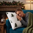 thumbnail image 3 of LSLXA Christmas Tree Pillow Covers Winter Woven Plush Breathable Throw Pillow Covers 18 X 18 Pillow Covers For Sofa Bed Living Room Home Decor, 3 of 4