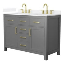 Beckett 48" Dark Gray Double Vanity & White Quartz Top (3-Hole) & Gold Trim