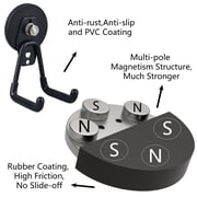MUTUACTOR Strong Garage Magnetic Hooks, 2 Pack Heavy Duty Storage Utility Magnet Hooks with Anti-Slip Coating for Indoor & Outdoor Hanging (Black)