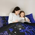 thumbnail image 5 of Feelyou Princess Blue Ribbon Bedding Comforter Set for Kids, Fashion Bowknot Bow-tie Twin Comforter Sets, Leopard Cheetah Print Reversible Bedding Set, Lightweight Room Decor, 2 Pieces, 5 of 8