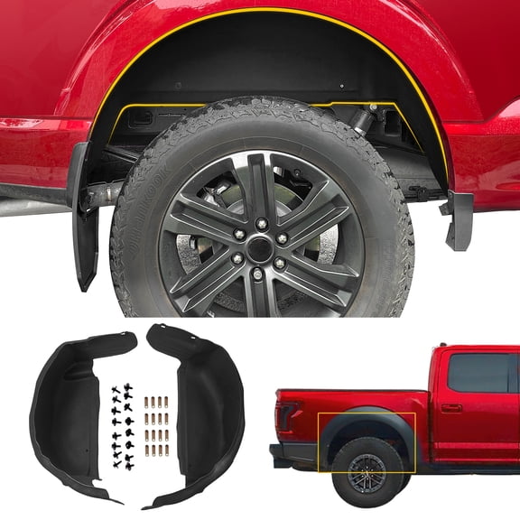 Rear Wheel Well Liners for 2021-2025 Ford F150 (Not for Raptor) Rear Wheel Arch Liners No Drilling