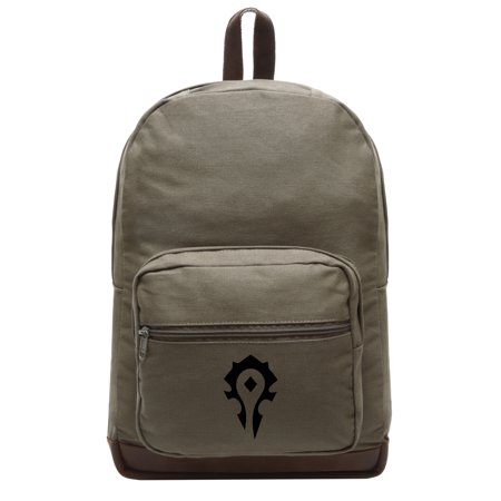 World of Warcraft Horde Canvas Teardrop Backpack with Leather Bottom