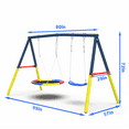 thumbnail image 2 of Leumius Swing Set for Backyard, 440lbs Swing Set with Heavy-Duty A-Frame Metal Outdoor Swing Stand,1 Saucer Swing Seat & 1 Belt Swings Seat,Blue, 2 of 6