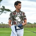 thumbnail image 2 of Wukai Skulls Roses Men’s Polo Shirts,Quick-Dry Athletic Shirt,Classic Fit Shirts-3X-Large, 2 of 8