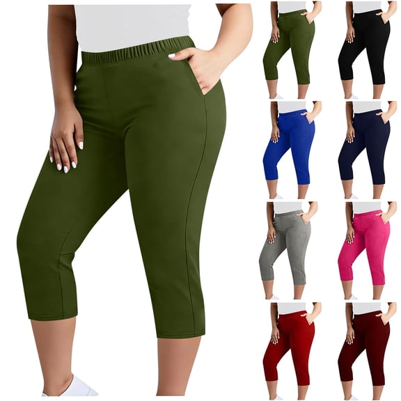 Admvng Plus Size Capris for Women Summer Casual Sports Capris with Pockets