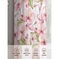 thumbnail image 6 of Pink Flowers Sheer Curtains 84 Inch Length 2 Panels Set, Watercolor Spring Botanical Floral Leaves Voile Window Treatment Rod Pocket Curtains Sheers Drapes for Bedroom/Living Room/Kitchen 52"x84"x2, 6 of 7