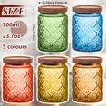 thumbnail image 2 of Vintage Glass Jar with Lids Colored Glass Canisters Jars with Airtight Wooden Lids for Kitchen Counter Storage Containers, 2 of 4