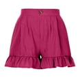 thumbnail image 6 of Ashirexll 2024 Womens Summer Shorts Casual Comfy Elastic Waist Shorts with Pockets Beach Lightweight Shorts Ruffle Hot Pink A M, 6 of 6