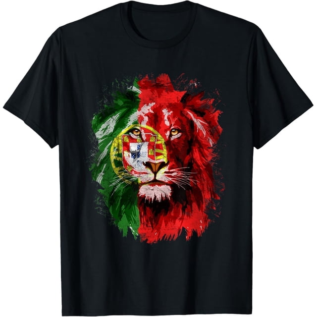 Lion Face - Camiseta con bandera portuguesa de Portugal, 100% algodón, unisex