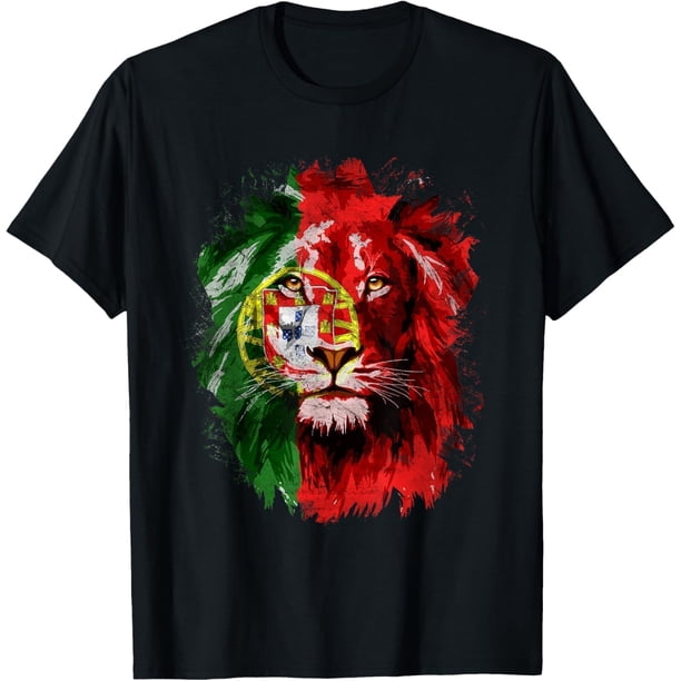 Lion Face - Camiseta con bandera portuguesa de Portugal, 100% algodón, unisex