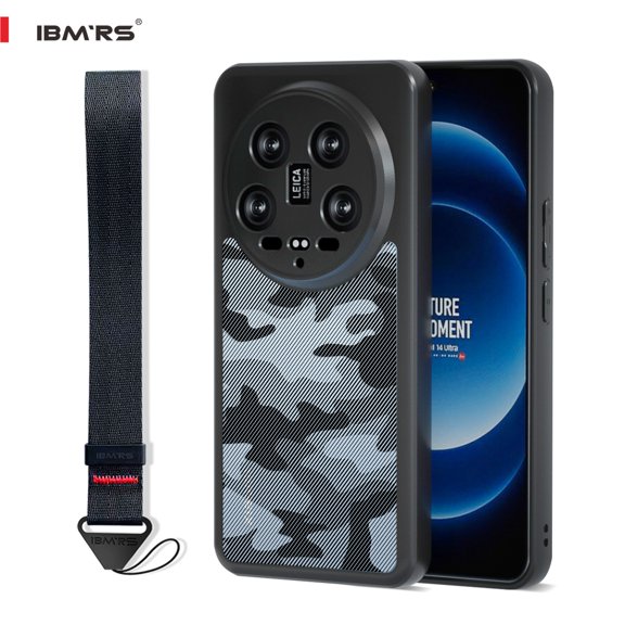 ibmrs For xiaomi 14 ultra case, Translucent Slim Shockproof Phone Cover (Camo Black)