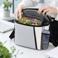 thumbnail image 5 of Lunch Tote | Reusable Insulated Lunch Bag Leak Proof Lining for Adult Work Office Picnic - Light Gray Color Block, 5 of 6