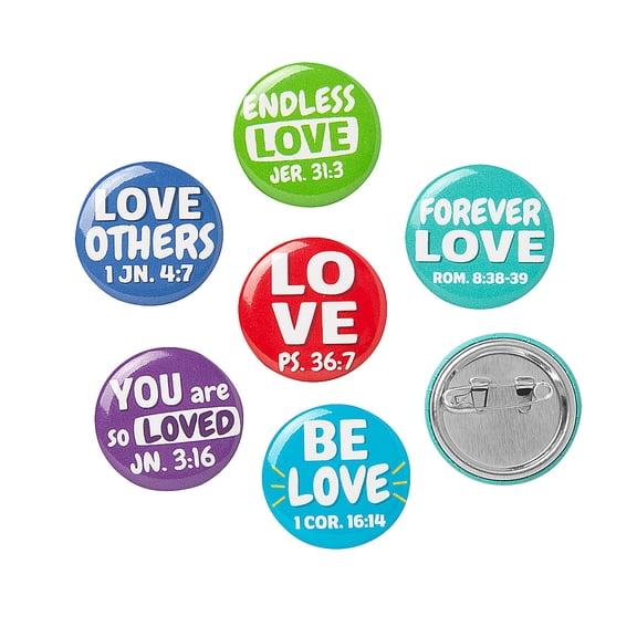 Fun Express 48 Pieces Loved Mini Button Assortment, Jewelry, Valentine's Day