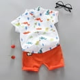 thumbnail image 2 of MEZZALL 2Pcs Baby Boys Summer Clothing Sets Cute Dinosaur Print Button Down Shirt+Shorts Outfits Toddler Clothes, 2 of 9