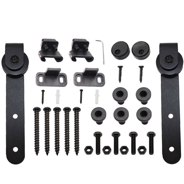 Sliding Barn Door Hardware Kit Super Mini Track Smooth Quiet Easy Assembly Panel Cupboard (black )