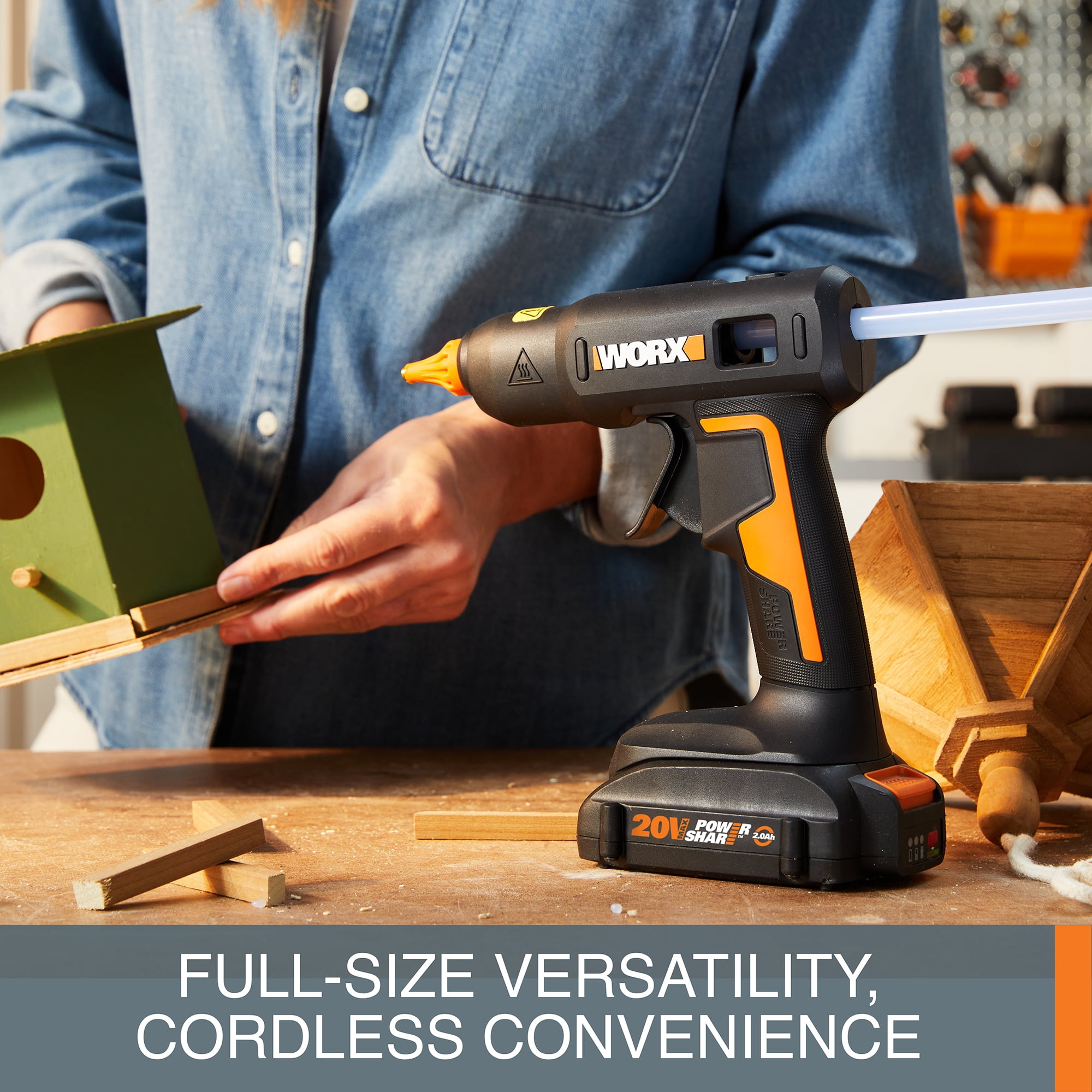 Worx WX045L.9 20V Power Share Full-Size Hot Glue Gun (No Battery and Charger Included - Tool Only)