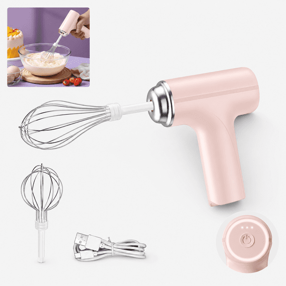 SIYTUAU Wireless Electric Egg Beater Pink Hand Mixer With Three Speed Adjustment And Two Stirring Heads Plastic Electric Whisk Kitchen Appliance
