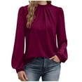 thumbnail image 2 of Weiqiqre Womens Fall Clothes Mock Neck Tops Pleated Front Blouses Dressy Casual Fall Clothes 2025 Fashion, 2 of 5