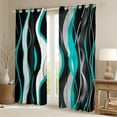 thumbnail image 2 of Manfei Geometric Wave Striped Black Out Curtains,Modern Abstract Lines Curtains Pack of 2 (42x63 Each),Blue Black Stripes Bedroom Curtains For Girl Teens,Breathable Home Decor, 2 of 6