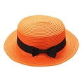 thumbnail image 2 of Kids Straw Hats Boys Girls Skimmer Hat Sun Beach Panama Hat Flat Top Boater Hats, 2 of 2