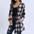 thumbnail image 3 of Fmbrln Womens Plaid Shirts Full Button Long Sleeve Shirts Jackets with Hood Fall Fashion Casual Blouse Outwear with Pockets, 3 of 5