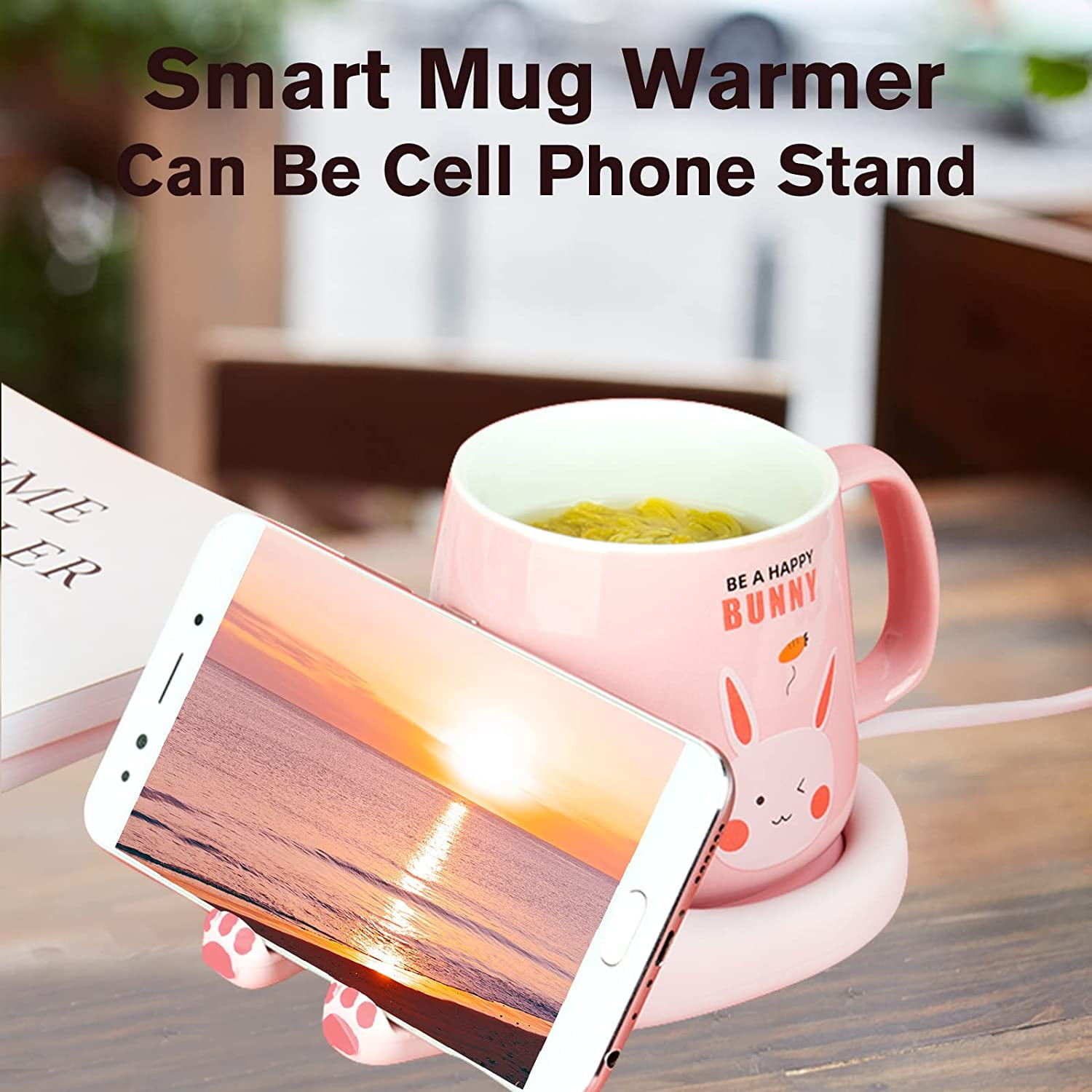 SWEETFULL Mug Warmer for Coffee and Tea Coffee Mug Warmer W/Mug and Lid  Coffee Warmer As Coffee Gifts for Desk Office Coffee Lovers. （20W Cup  Warmer
