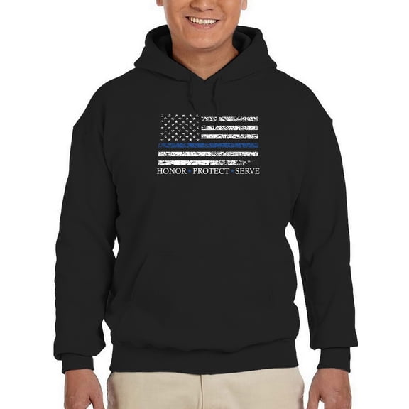 Us Flag, Honor Protect Serve Hoodie Men -GoatDeals Designs, Male Medium